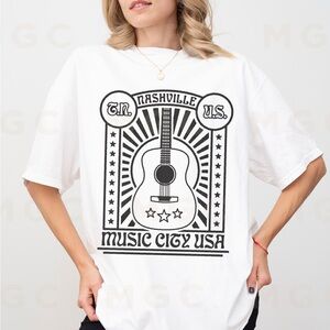 🚨 SALE 🚨 Comfort Colors Nashville Music City Guitar Tshirt